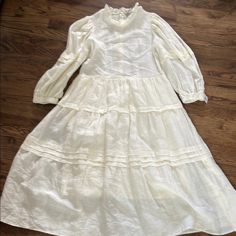 Sea New York Elegant Cream Long Sleeve Tiered Dress